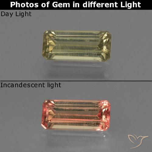 0.91ct Natural Amarillo medio Diásporo con Cambio de Color, corte esmeralda, VS