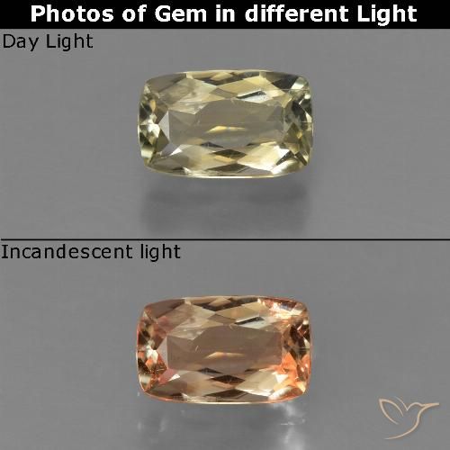 0.82ct Natural Amarillo medio Diásporo con Cambio de Color, Forma Cojín, VS