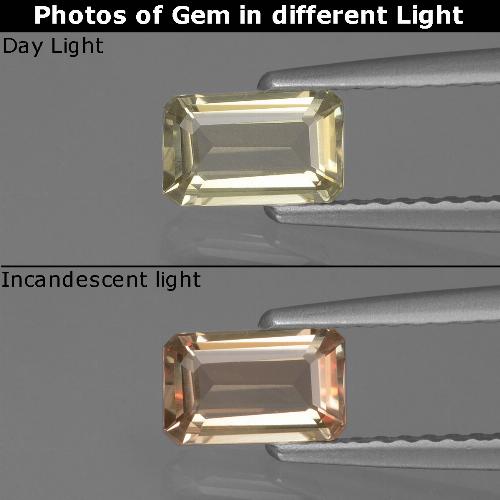 Diásporo con Cambio de Color Amarillo muy claro natural de 0.59 ct, corte esmeralda, VVS-VS