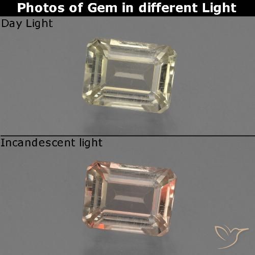 0.80ct Natural Amarillo claro Diásporo con Cambio de Color, corte esmeralda, VS