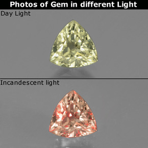 Diasporo con cambio de color cambio de color natural de 0,88 ct, trillón, VS