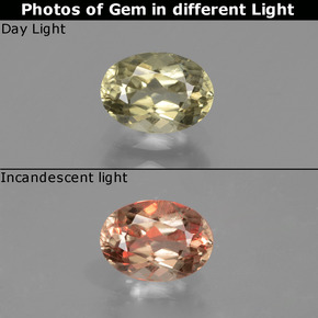 Diasporo con cambio de color cambio de color natural de 0,93 ct, corte óvalo, VS