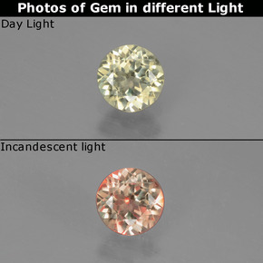 Diásporo con Cambio de Color Verde/rosado natural de 0.53 ct, Corte Redondo, VS