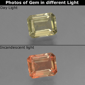 Diasporo con cambio de color cambio de color natural de 1,17 ct, corte esmeralda, VS