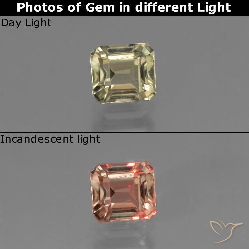 0.80ct Natural Amarillo dorado muy claro Diásporo con Cambio de Color, corte esmeralda, VS