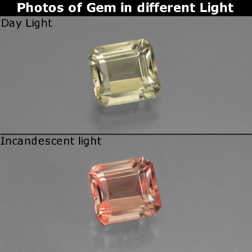Diasporo con cambio de color amarillo natural de 0,74 ct, corte esmeralda, VVS-VS