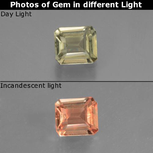 Diásporo con Cambio de Color Beige amarillo natural de 0.74 ct, corte esmeralda, VVS-VS