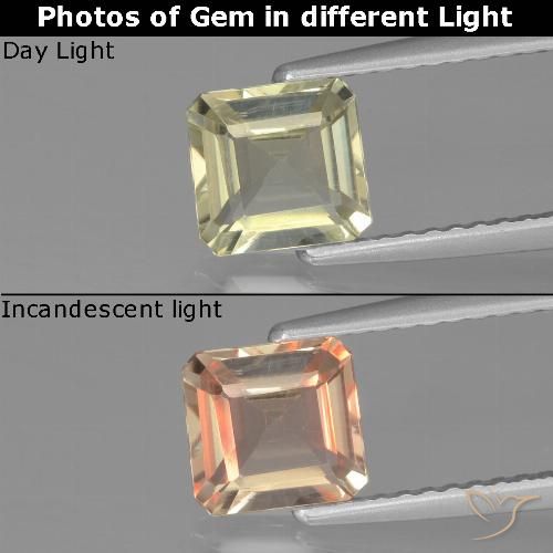 1.03ct Natural Amarillo muy claro Diásporo con Cambio de Color, corte esmeralda, VVS-VS