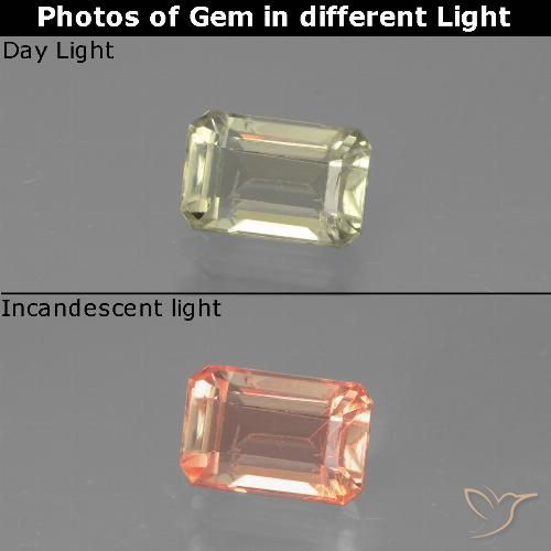 0.98ct Natural Amarillo muy pálido Diásporo con Cambio de Color, corte esmeralda, VVS-VS