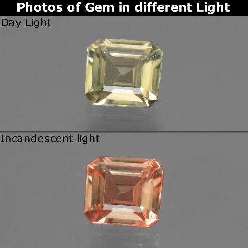 Diásporo con Cambio de Color Amarillo muy claro natural de 0.72 ct, corte esmeralda, VVS-VS