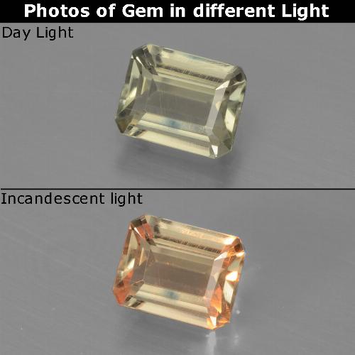 Diasporo con cambio de color amarillo natural de 0,80 ct, corte esmeralda, VVS-VS