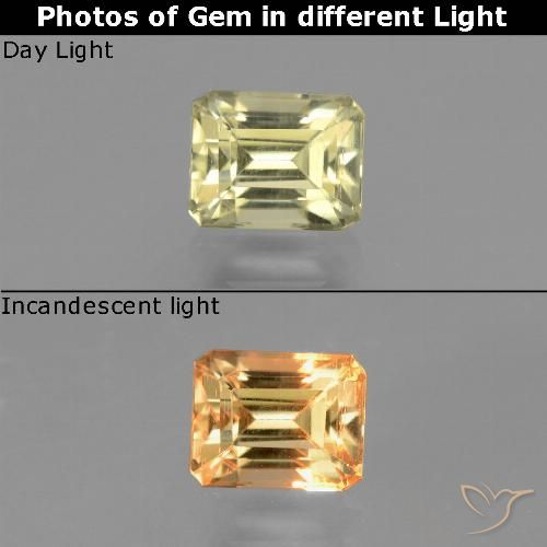 0.95ct Natural Amarillo claro Diásporo con Cambio de Color, corte esmeralda, VS