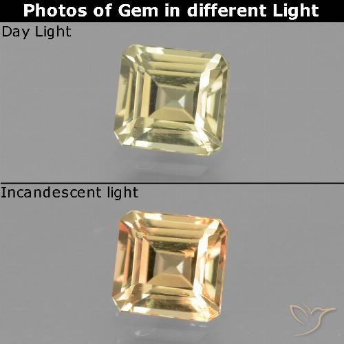 0.97ct Natural Amarillo pálido Diásporo con Cambio de Color, corte esmeralda, VS
