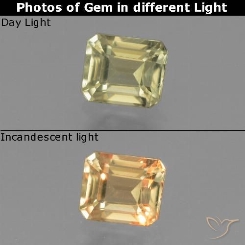1.01ct Natural Amarillo suave Diásporo con Cambio de Color, corte esmeralda, VS
