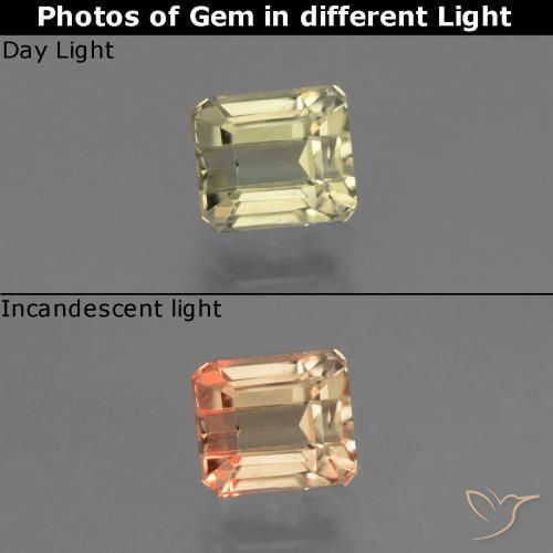 1.07ct Natural Amarillo muy claro Diásporo con Cambio de Color, corte esmeralda, VS