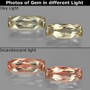 Gemas de Diásporo con Cambio de Color Amarillo terroso natural de 3.08 ct, Corte Cojín, VVS