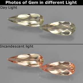 Gemas de diasporo con cambio de color amarillo natural de 2,22 ct, en forma de pera, VVS