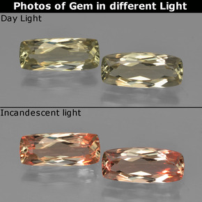 Gemas de diasporo con cambio de color amarillo natural de 2,61 ct, corte cojín, VVS