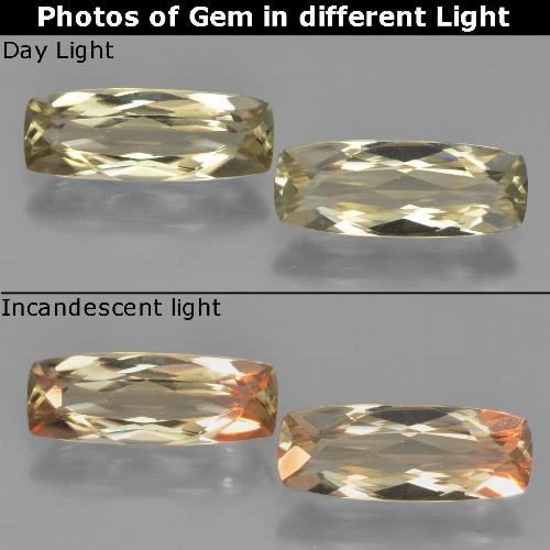 Gemas de diasporo con cambio de color amarillo natural de 2,78 ct, corte cojín, VVS