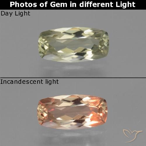 1.08ct Natural Amarillo muy claro Diásporo con Cambio de Color, Forma Cojín, VVS