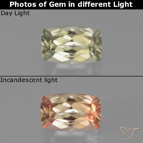 1.27ct Natural Amarillo muy claro Diásporo con Cambio de Color, Forma Cojín, VVS-VS