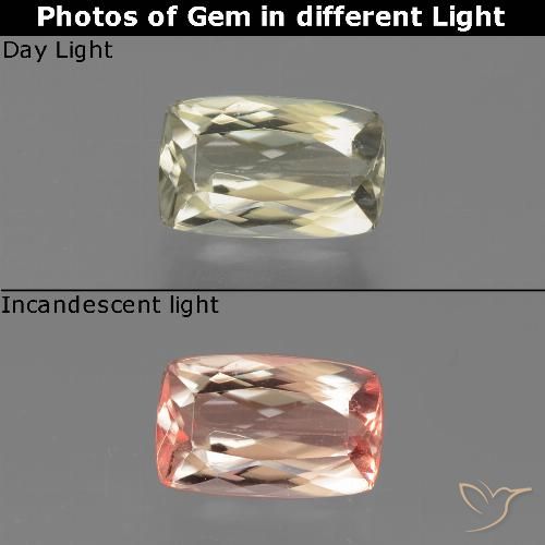 1.24ct Natural Amarillo amarronado Diásporo con Cambio de Color, Forma Cojín, VVS-VS