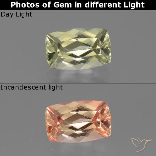 1.32ct Natural Amarillo muy claro Diásporo con Cambio de Color, Forma Cojín, VVS-VS