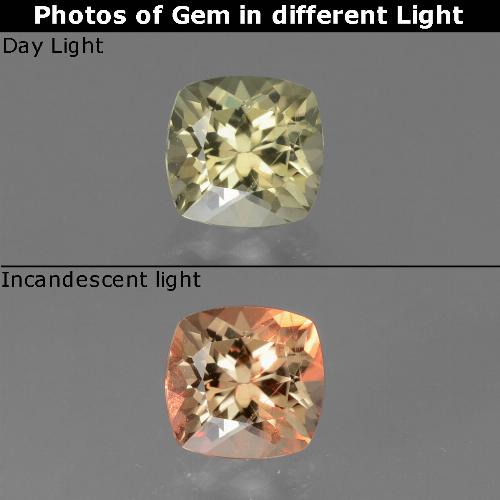 Diásporo con Cambio de Color Beige amarillo natural de 0.94 ct, Corte Cojín, VS