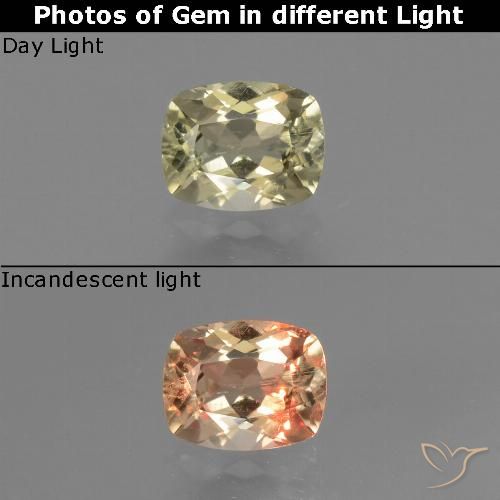 0.72ct Natural Amarillo muy claro Diásporo con Cambio de Color, Forma Cojín, VS