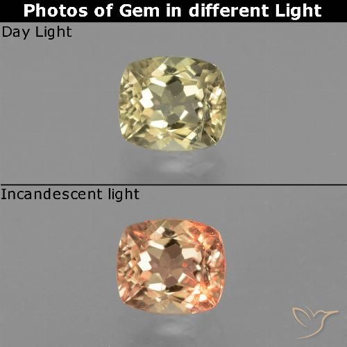 0.80ct Natural Beige amarillo Diásporo con Cambio de Color, Forma Cojín, VS