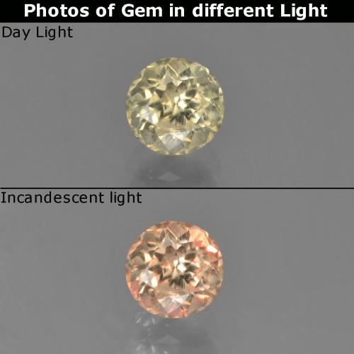 Diásporo con Cambio de Color Amarillo muy claro natural de 0.68 ct, Corte Redondo, VS