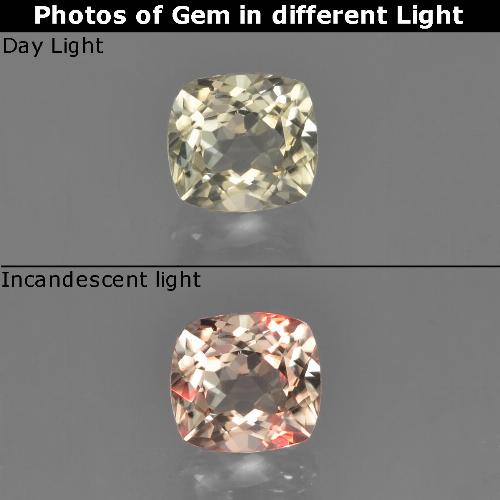 Diásporo con Cambio de Color Amarillo dorado muy claro natural de 0.77 ct, Corte Cojín, VVS