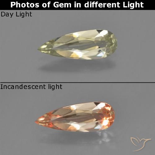 0.76ct Natural Amarillo medio Diásporo con Cambio de Color, En forma de pera, VVS-VS