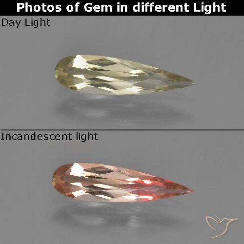 0.82ct Natural Amarillo terroso Diásporo con Cambio de Color, En forma de pera, VVS-VS