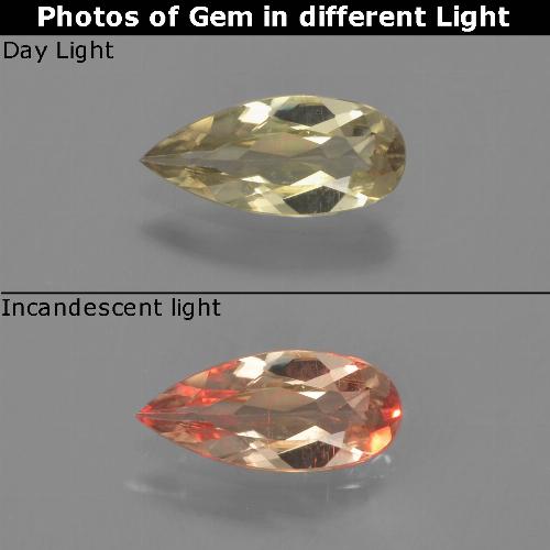 Diasporo con cambio de color amarillo natural de 0,61 ct, en forma de pera, VVS-VS