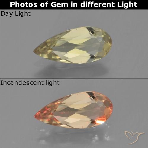 0.80ct Natural Amarillo terroso Diásporo con Cambio de Color, En forma de pera, VVS-VS
