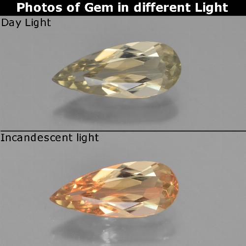 Diasporo con cambio de color amarillo natural de 1,29 ct, en forma de pera, VS