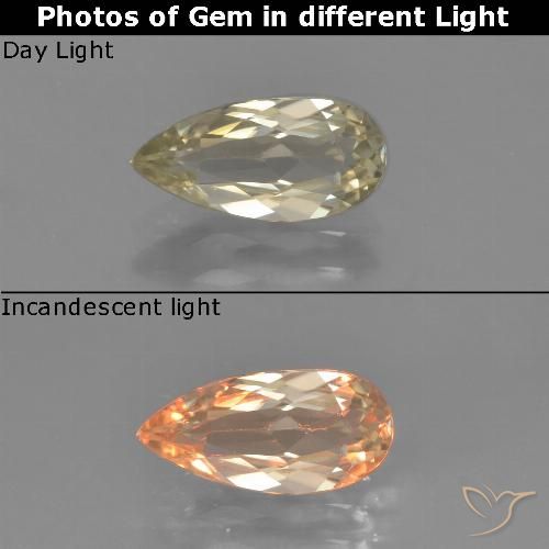 1.22ct Natural Amarillo terroso Diásporo con Cambio de Color, En forma de pera, VVS-VS
