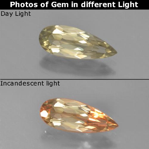 Diasporo con cambio de color amarillo natural de 1,30 ct, en forma de pera, VVS-VS