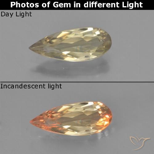1.40ct Natural Amarillo terroso Diásporo con Cambio de Color, En forma de pera, VVS-VS