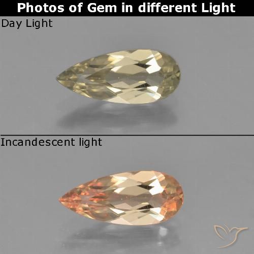 1.15ct Natural Amarillo cálido Diásporo con Cambio de Color, En forma de pera, VVS-VS