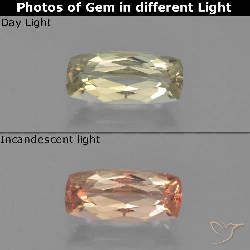 1.24ct Natural Amarillo muy pálido Diásporo con Cambio de Color, Forma Cojín, VVS