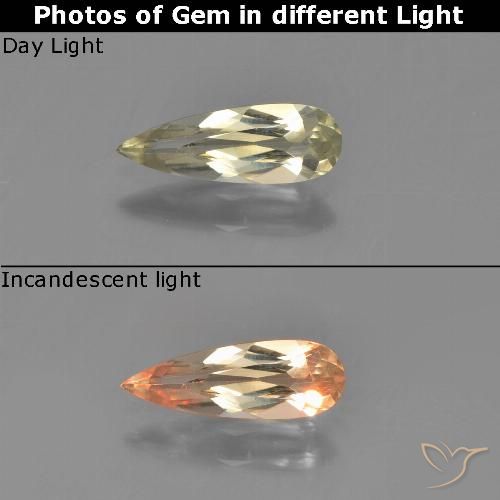 0.64ct Natural Amarillo muy claro Diásporo con Cambio de Color, En forma de pera, VVS-VS