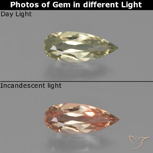 0.77ct Natural Amarillo claro Diásporo con Cambio de Color, En forma de pera, VVS-VS