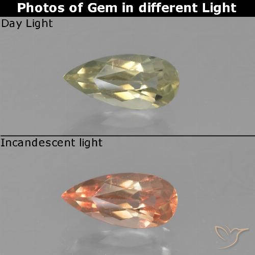 0.76ct Natural Beige amarillo Diásporo con Cambio de Color, En forma de pera, VVS-VS