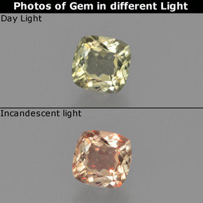 Diasporo con cambio de color cambio de color natural de 0,59 ct, corte cojín, VS