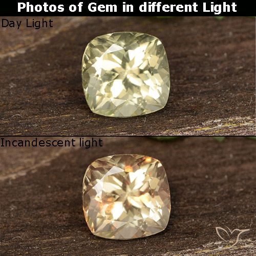 0.60ct Natural Amarillo claro Diásporo con Cambio de Color, Forma Cojín, VS