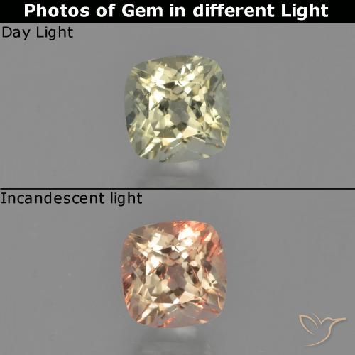 0.65ct Natural Amarillo claro Diásporo con Cambio de Color, Forma Cojín, VS