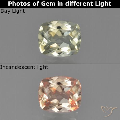 0.75ct Natural Beige amarillo Diásporo con Cambio de Color, Forma Cojín, VS
