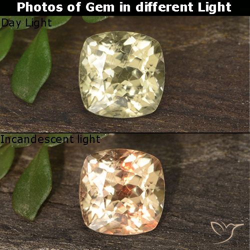 0.78ct Natural Amarillo claro Diásporo con Cambio de Color, Forma Cojín, VS